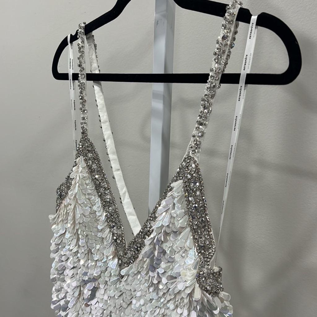 Retrofete Iridescent Sequin Mini Dress In White — image 4 of 8